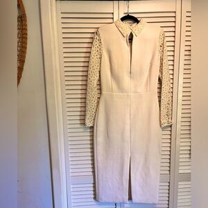 Christian Siriano Spring 2016 White Stretch Crepe Keyhole Dress, Size 8